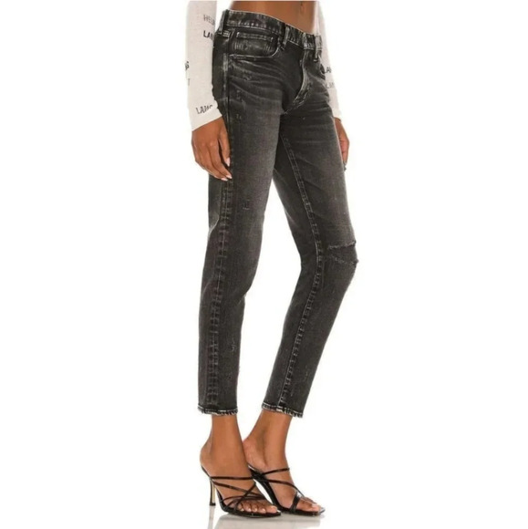Moussy Vintage Black Jeans Lenwood Distressed Mid Rise Cropped Denim size 26 - Picture 4 of 13